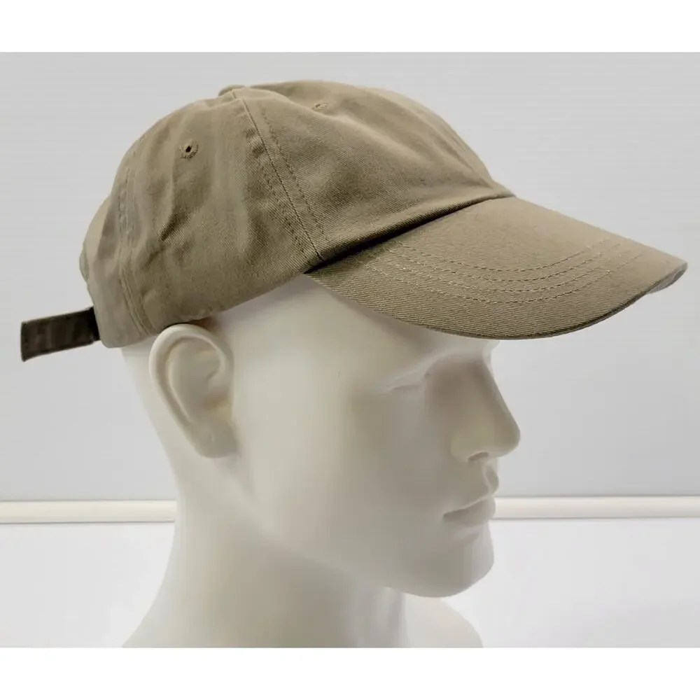 L) Anvil Strapback Dad Baseball Cap Hat Beige Tan 100% Cotton